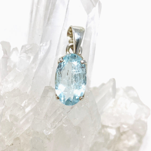 Aquamarine Faceted Petite Oval Pendant PPGJ743 - Nature's Magick