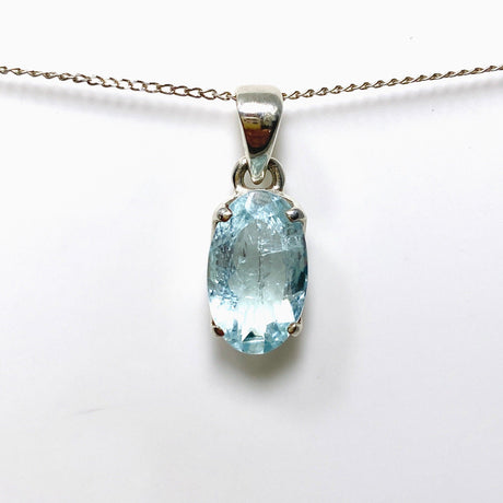 Aquamarine Faceted Petite Oval Pendant PPGJ743 - Nature's Magick