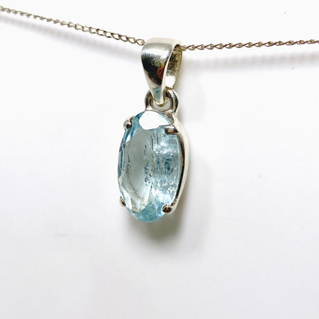 Aquamarine Faceted Petite Oval Pendant PPGJ743 - Nature's Magick