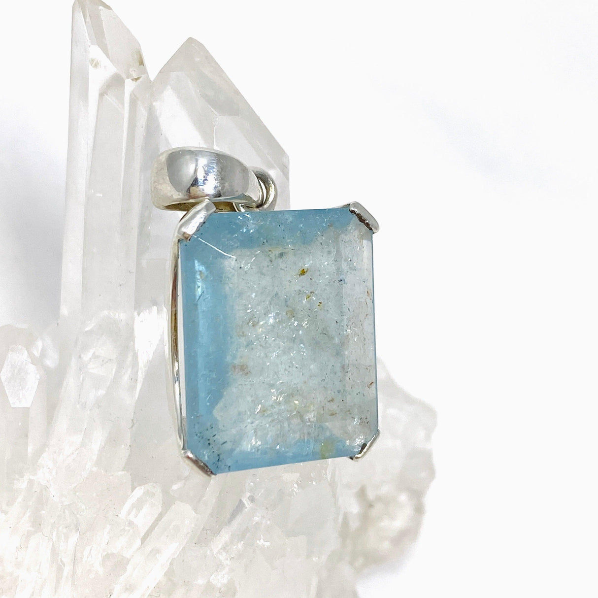 Aquamarine Faceted Rectangle Pendant PPGJ746 - Nature's Magick