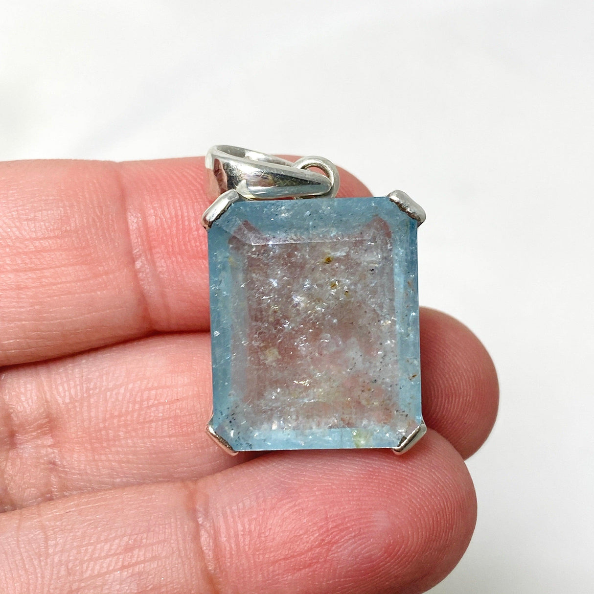 Aquamarine Faceted Rectangle Pendant PPGJ746 - Nature's Magick