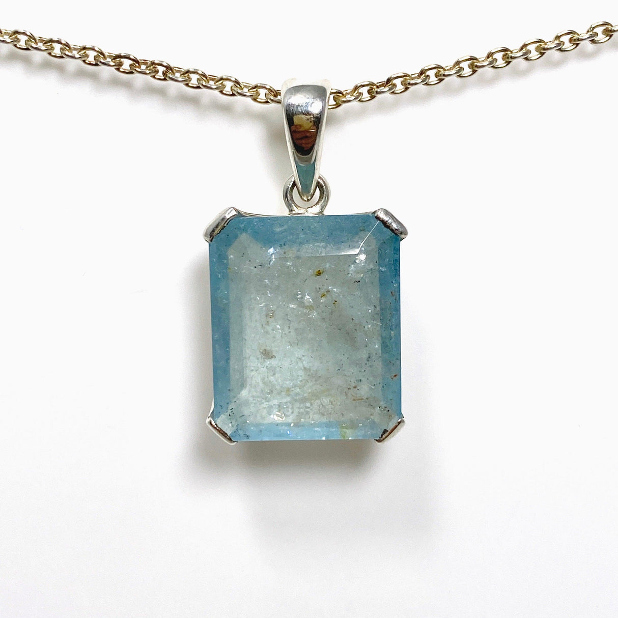 Aquamarine Faceted Rectangle Pendant PPGJ746 - Nature's Magick