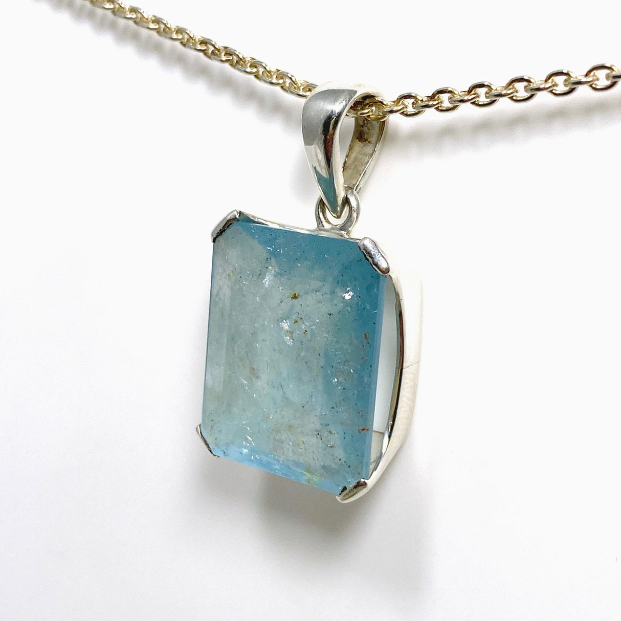 Aquamarine Faceted Rectangle Pendant PPGJ746 - Nature's Magick