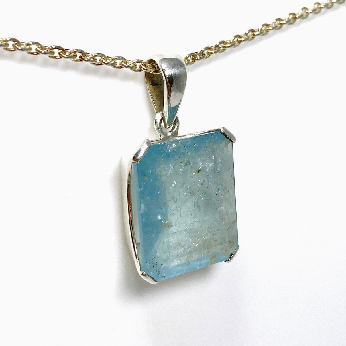 Aquamarine Faceted Rectangle Pendant PPGJ746 - Nature's Magick