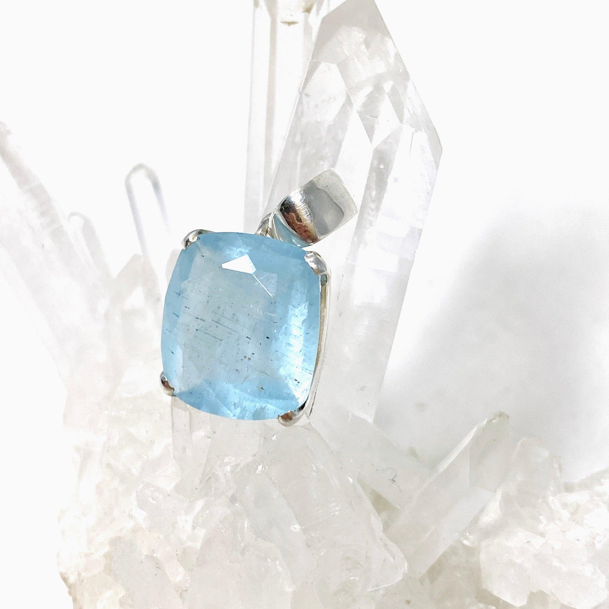 Aquamarine Faceted Rectangle Pendant PPGJ748 - Nature's Magick