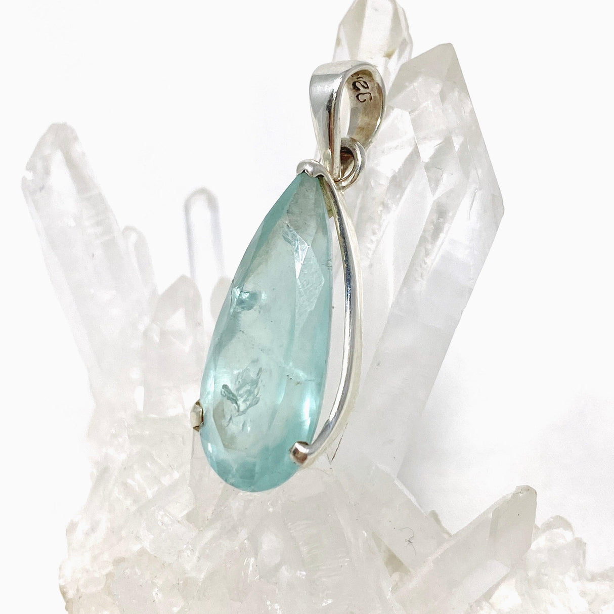 Aquamarine Faceted Teardrop Pendant PPGJ751 - Nature's Magick