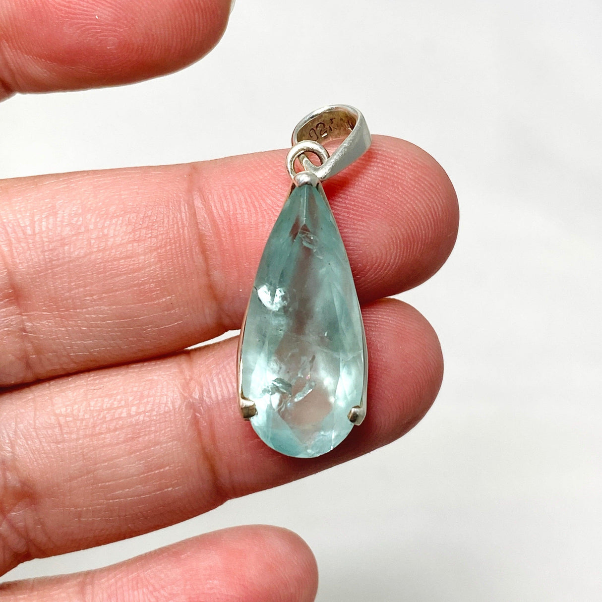 Aquamarine Faceted Teardrop Pendant PPGJ751 - Nature's Magick