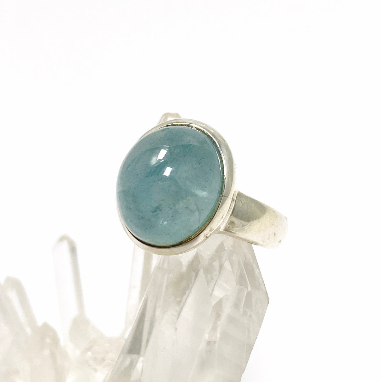 Aquamarine Oval Cabochon Ring Size 7.5 PRGJ808