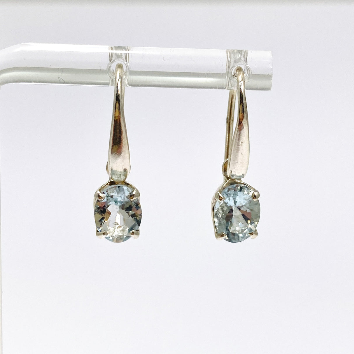 Aquamarine Oval Faceted Earrings PEGJ278