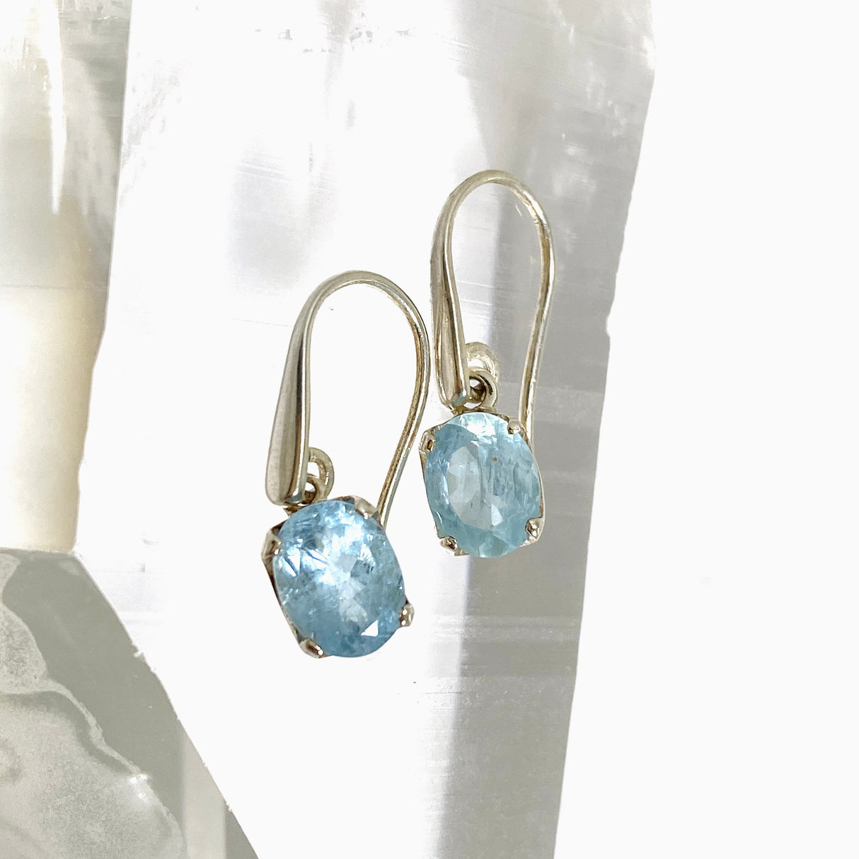 Aquamarine Oval Faceted Earrings PEGJ346