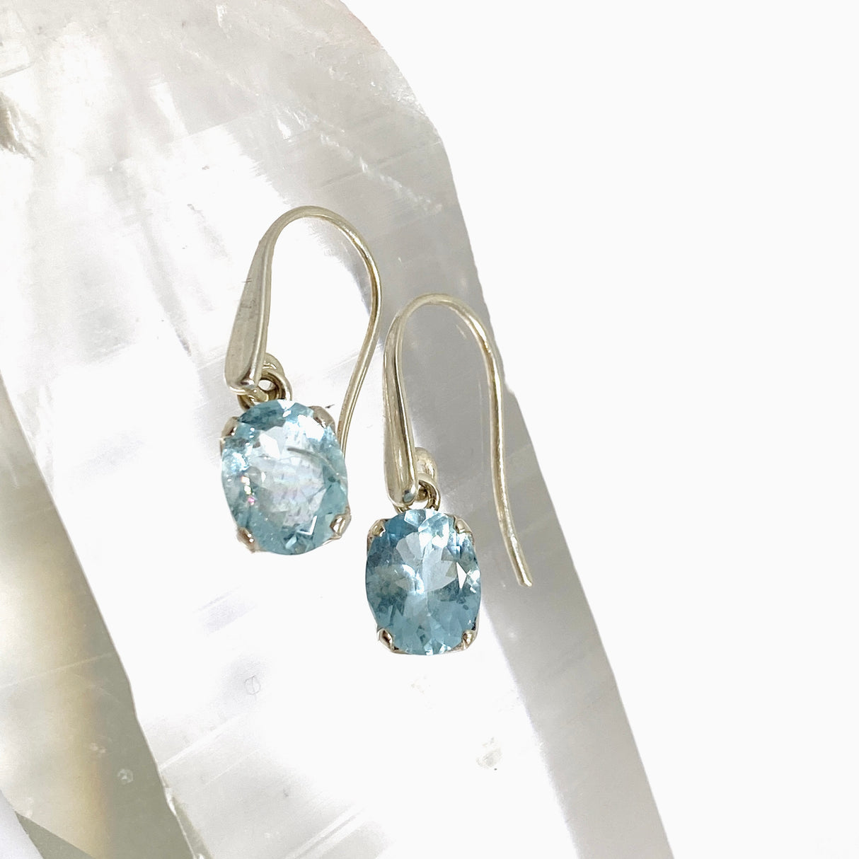 Aquamarine Oval Faceted Earrings PEGJ347