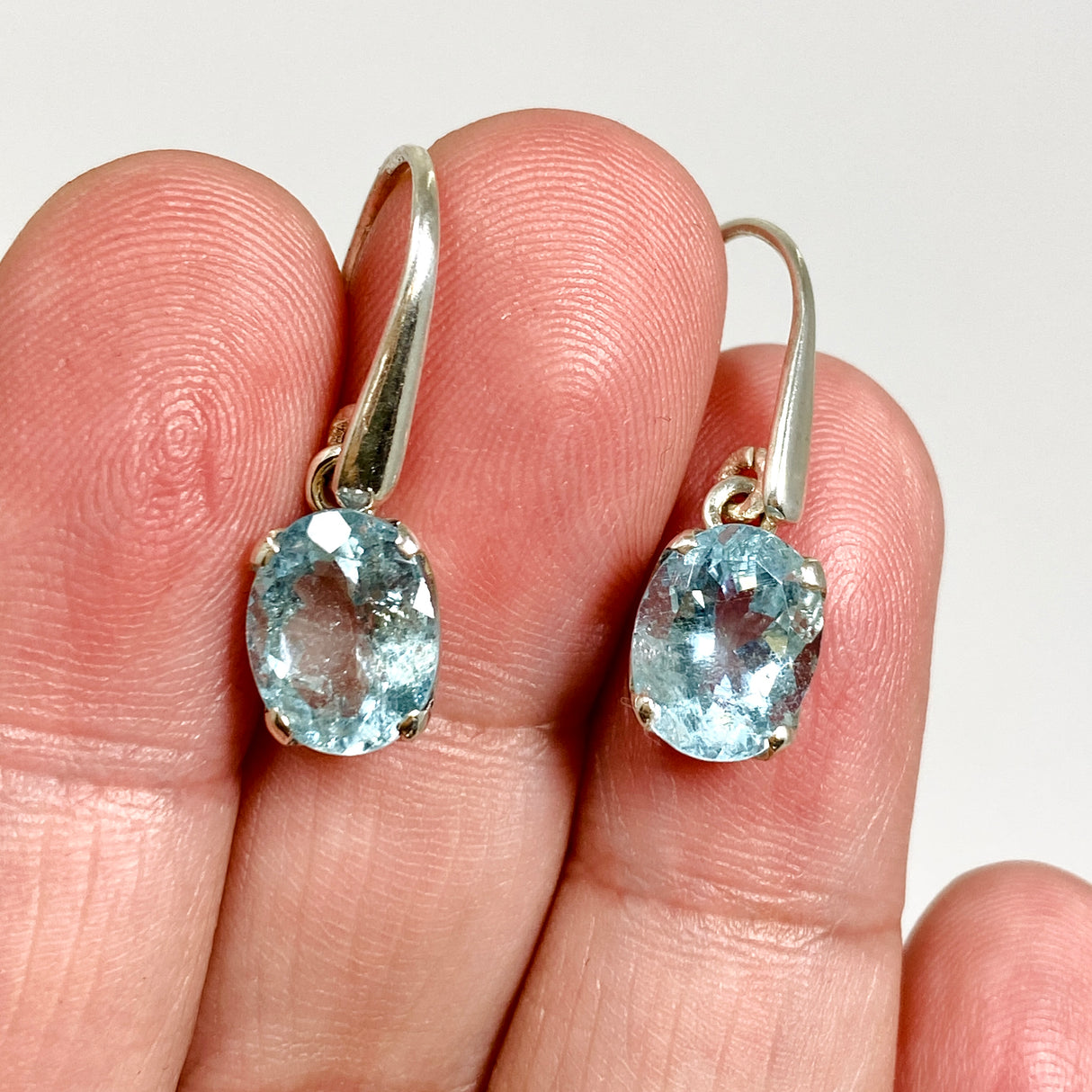 Aquamarine Oval Faceted Earrings PEGJ348