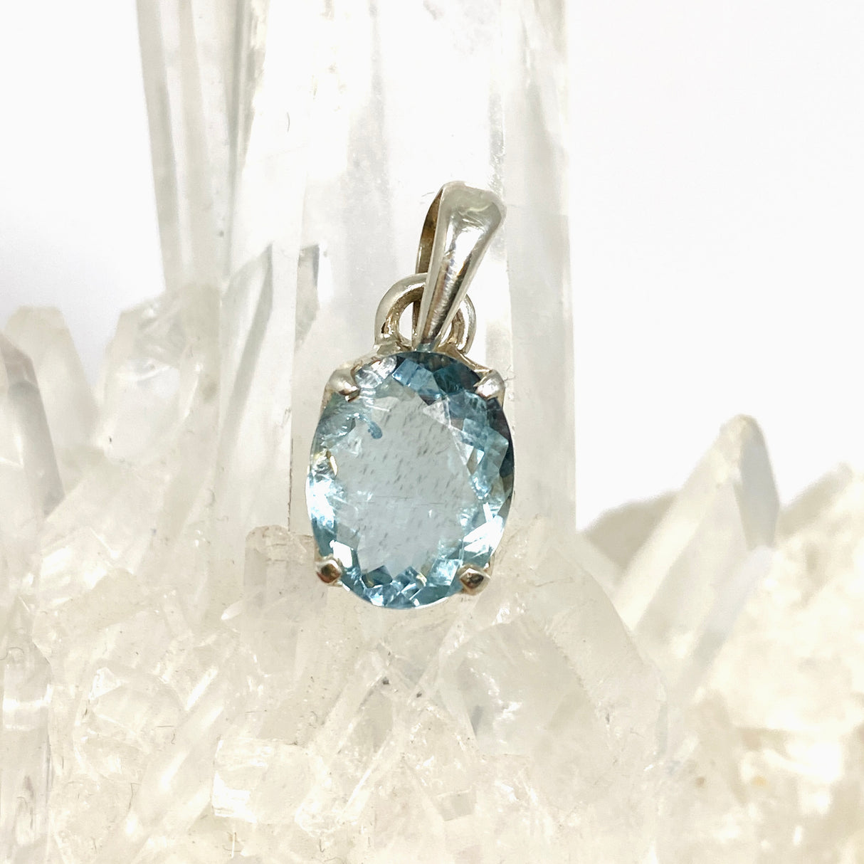 Aquamarine Oval Faceted Pendant PPGJ1128