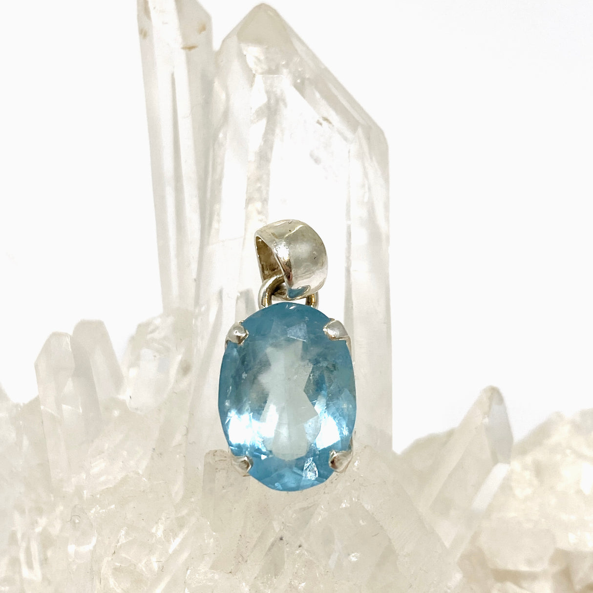 Aquamarine Oval Faceted Pendant PPGJ1129
