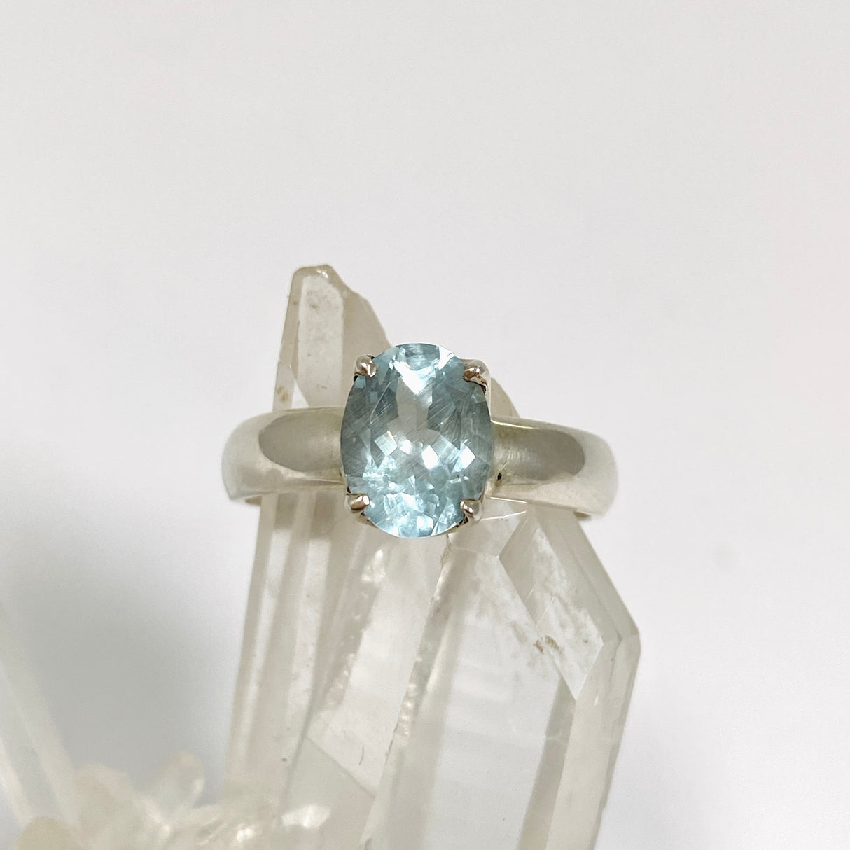 Aquamarine Oval Faceted Ring Size 8 PRGJ929