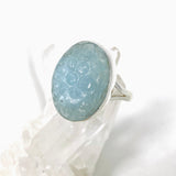 Aquamarine Oval Flower Carving Ring Size 11 KRGJ3256 - Nature's Magick