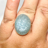 Aquamarine Oval Flower Carving Ring Size 11 KRGJ3256 - Nature's Magick