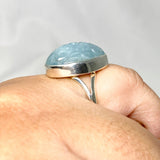 Aquamarine Oval Flower Carving Ring Size 11 KRGJ3256 - Nature's Magick