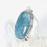 Aquamarine oval pendant with silver detail KPGJ3717 - Nature's Magick