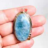 Aquamarine oval pendant with silver detail KPGJ3717 - Nature's Magick