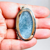 Aquamarine oval pendant with silver detail KPGJ3717 - Nature's Magick