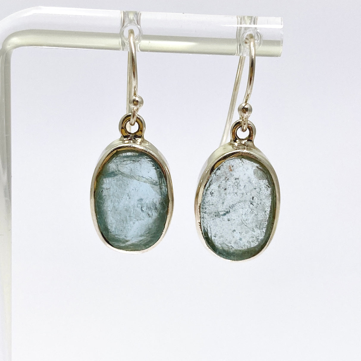 Aquamarine Oval Raw Earrings PEGJ281