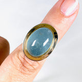 Aquamarine oval ring with gold detailing s.7 KRGJ2882 - Nature's Magick