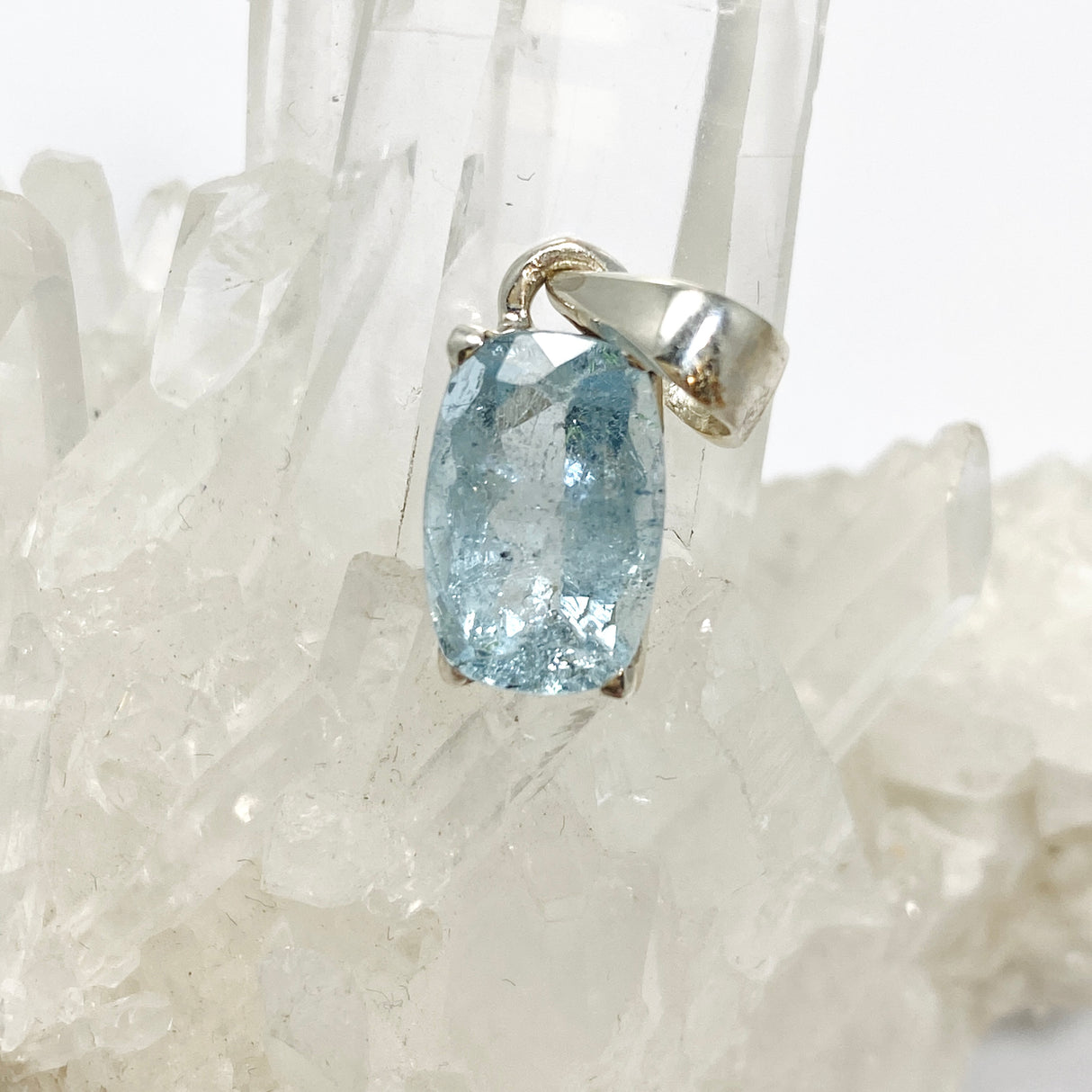 Aquamarine Rectangular Cushion Cut Faceted Pendant PPGJ970