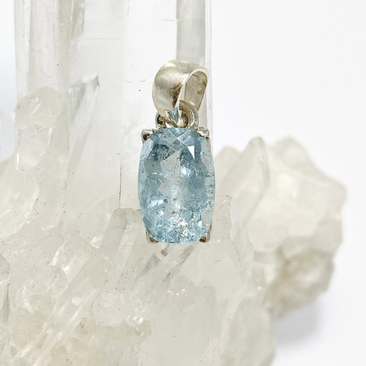 Aquamarine Rectangular Cushion Cut Faceted Pendant PPGJ970