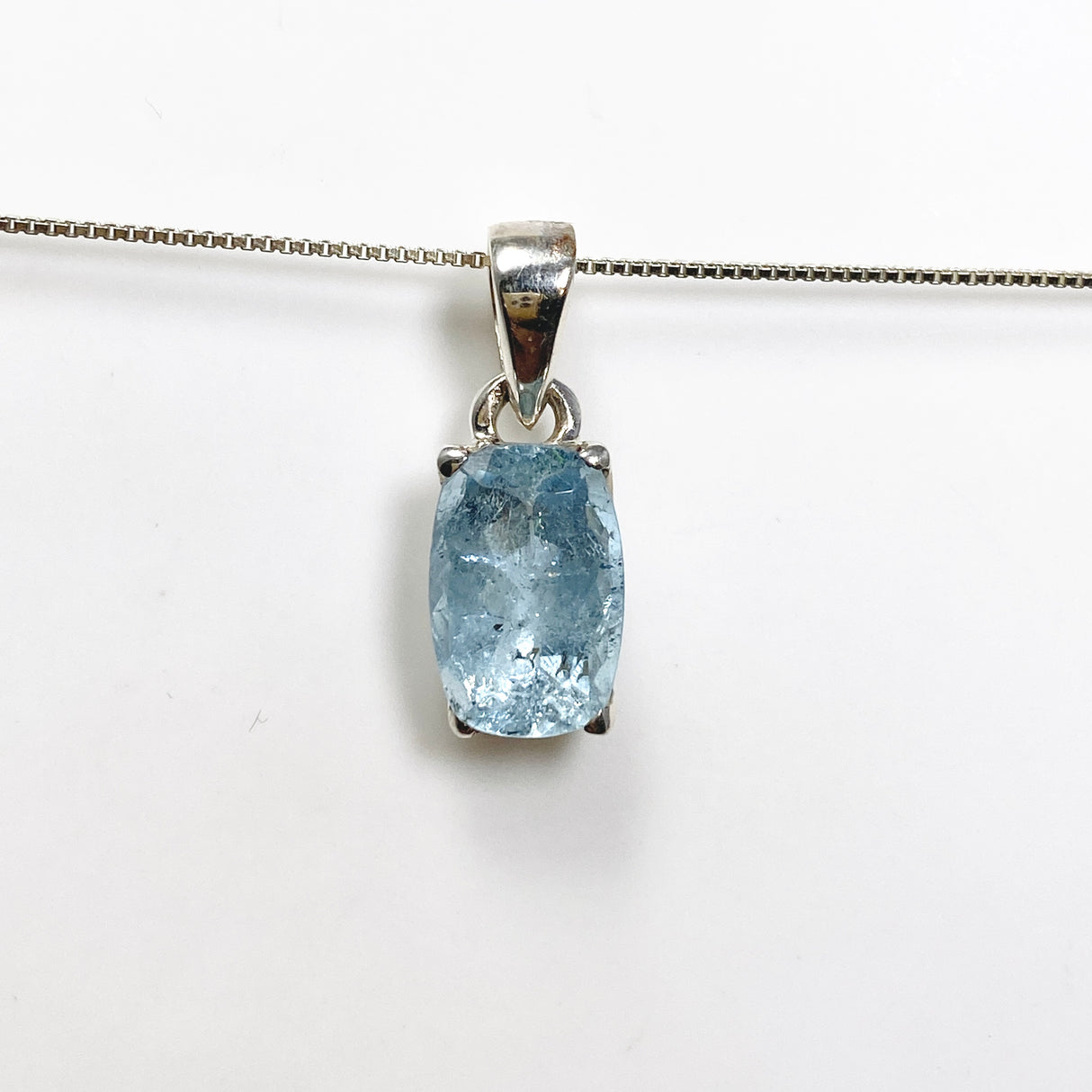 Aquamarine Rectangular Cushion Cut Faceted Pendant PPGJ970