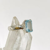 Aquamarine Rectangular Faceted Ring Size 6 PRGJ942