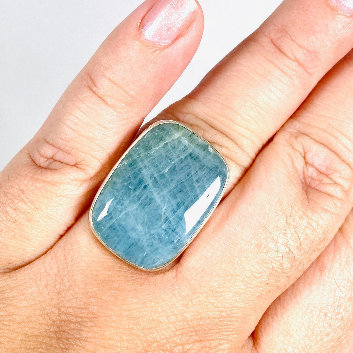 Aquamarine rectangular ring s.11 KRGJ2878 - Nature's Magick