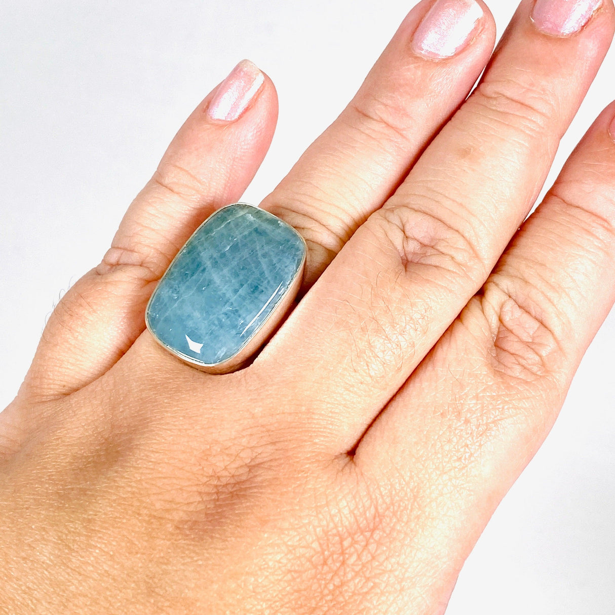 Aquamarine rectangular ring s.11 KRGJ2878 - Nature's Magick