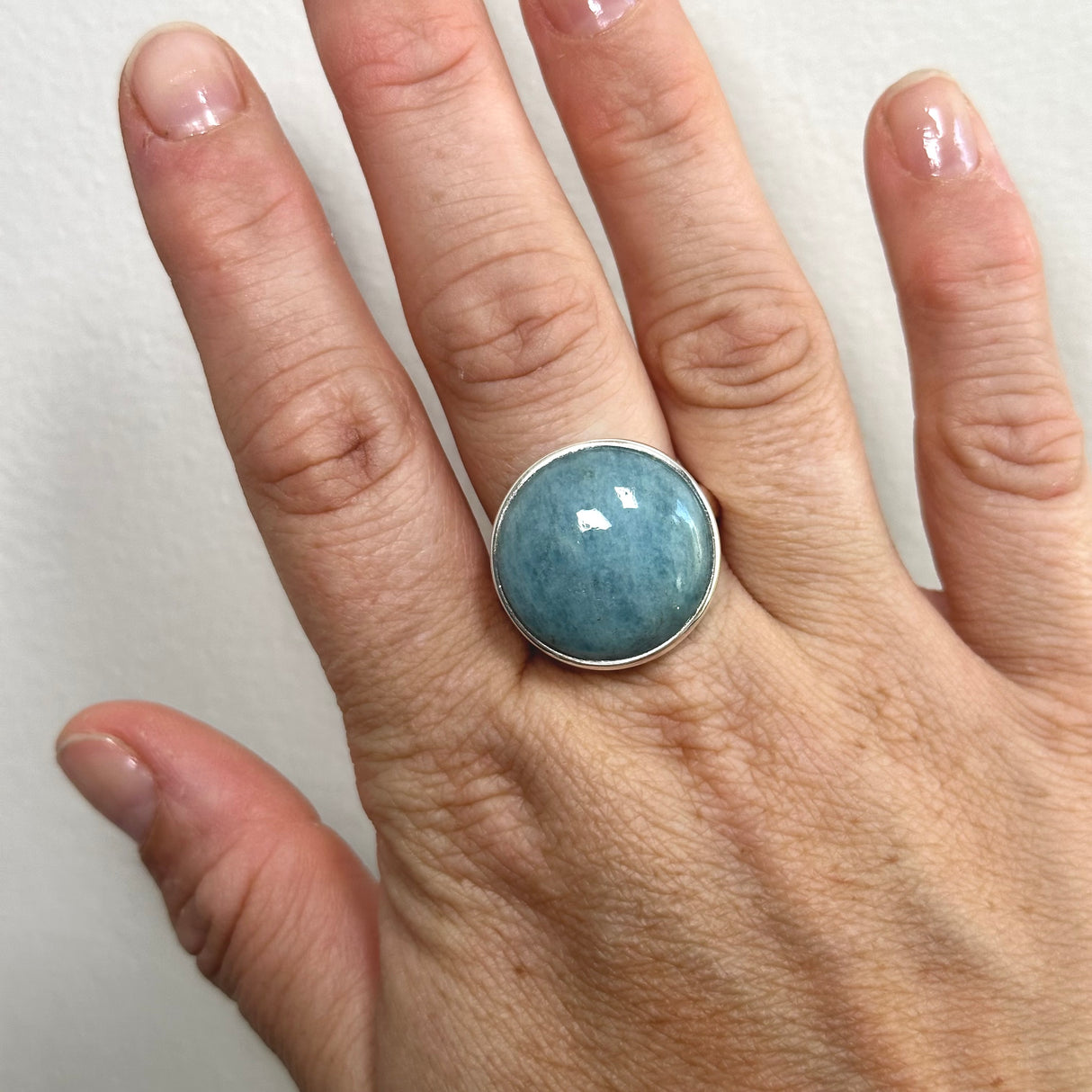 Aquamarine (India) Round Cabochon Ring Size 12 PRGJ820