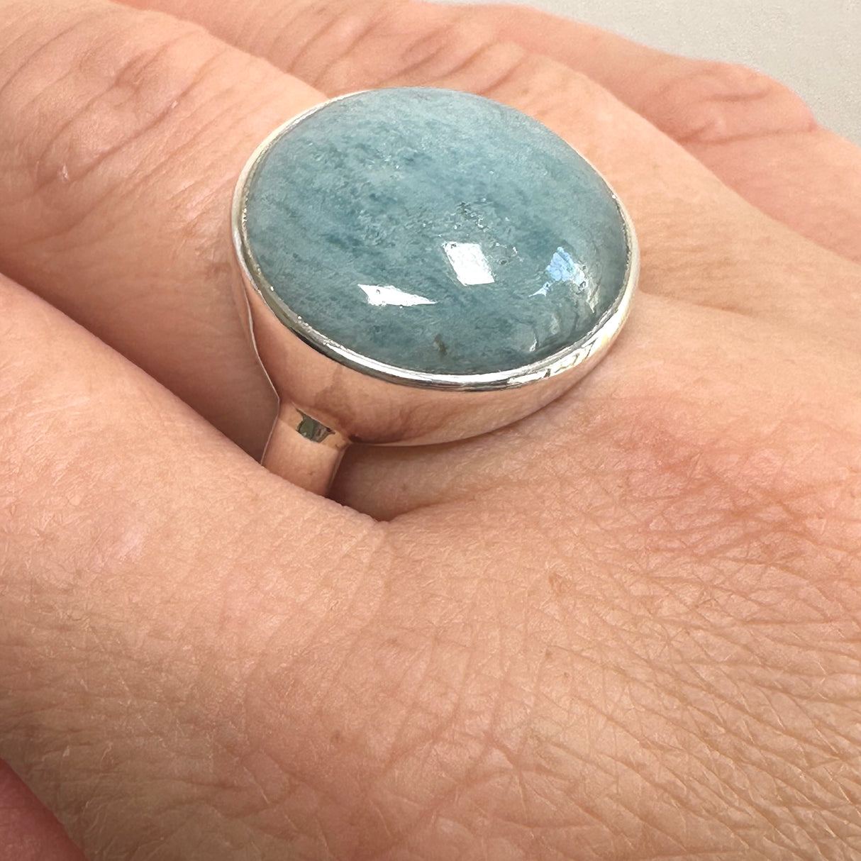 Aquamarine (India) Round Cabochon Ring Size 12 PRGJ820