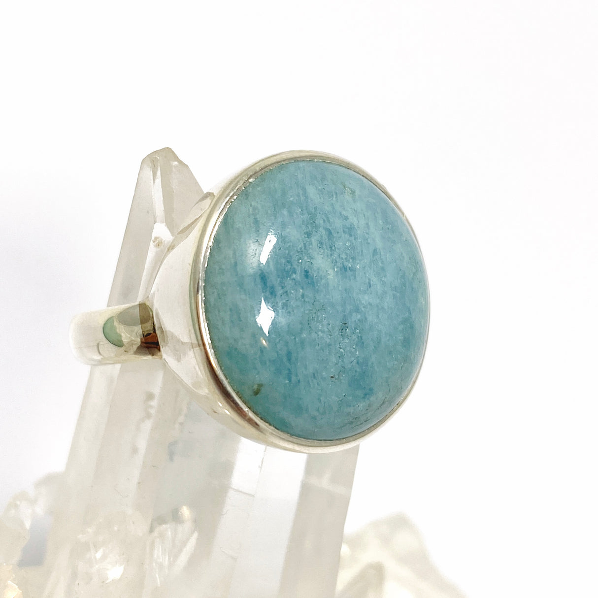 Aquamarine (India) Round Cabochon Ring Size 12 PRGJ820