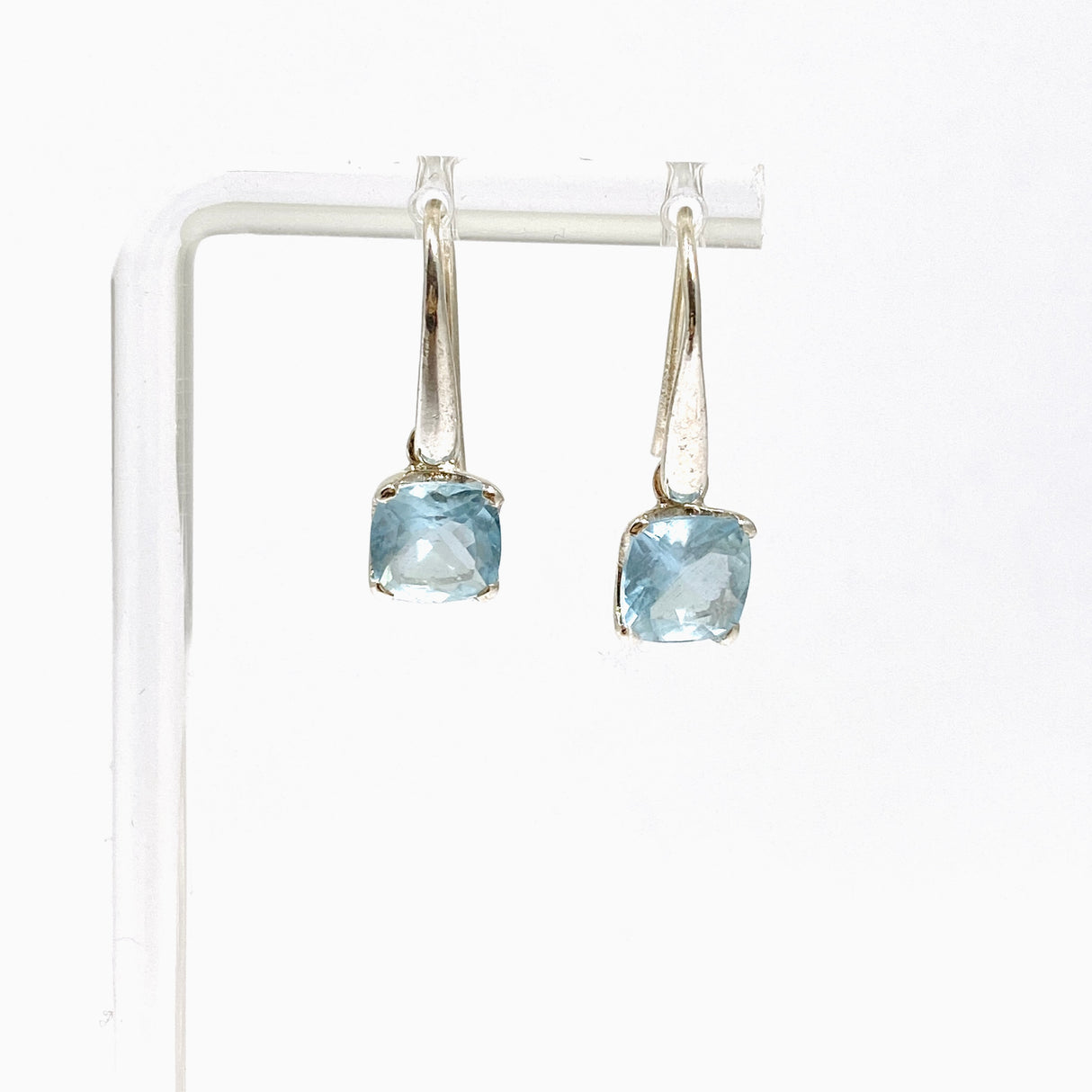 Aquamarine Square Faceted Earrings PEGJ351