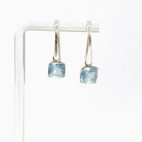 Aquamarine Square Faceted Earrings PEGJ351