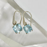 Aquamarine Square Faceted Earrings PEGJ351