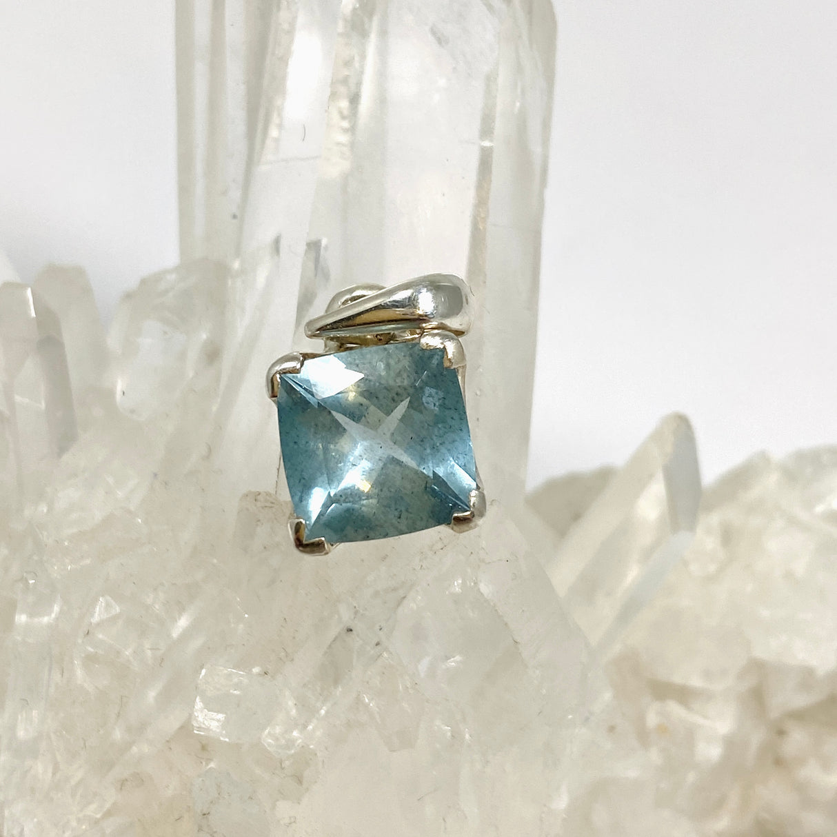 Aquamarine Square Faceted Pendant PPGJ1118