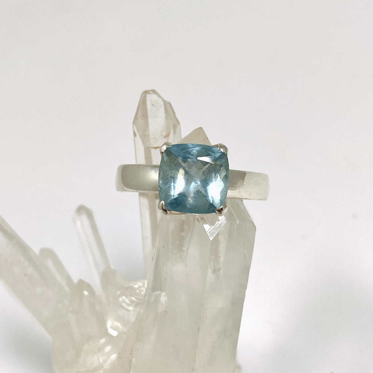 Aquamarine Square Faceted Size Ring 10 PRGJ935