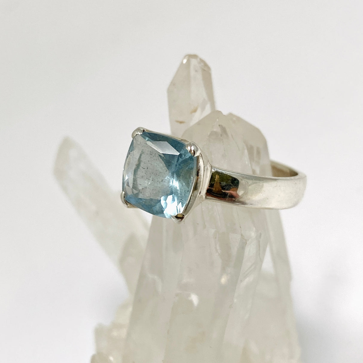 Aquamarine Square Faceted Size Ring 10 PRGJ935
