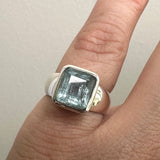 Aquamarine Square Faceted Ring Size 5.5 PRGJ807