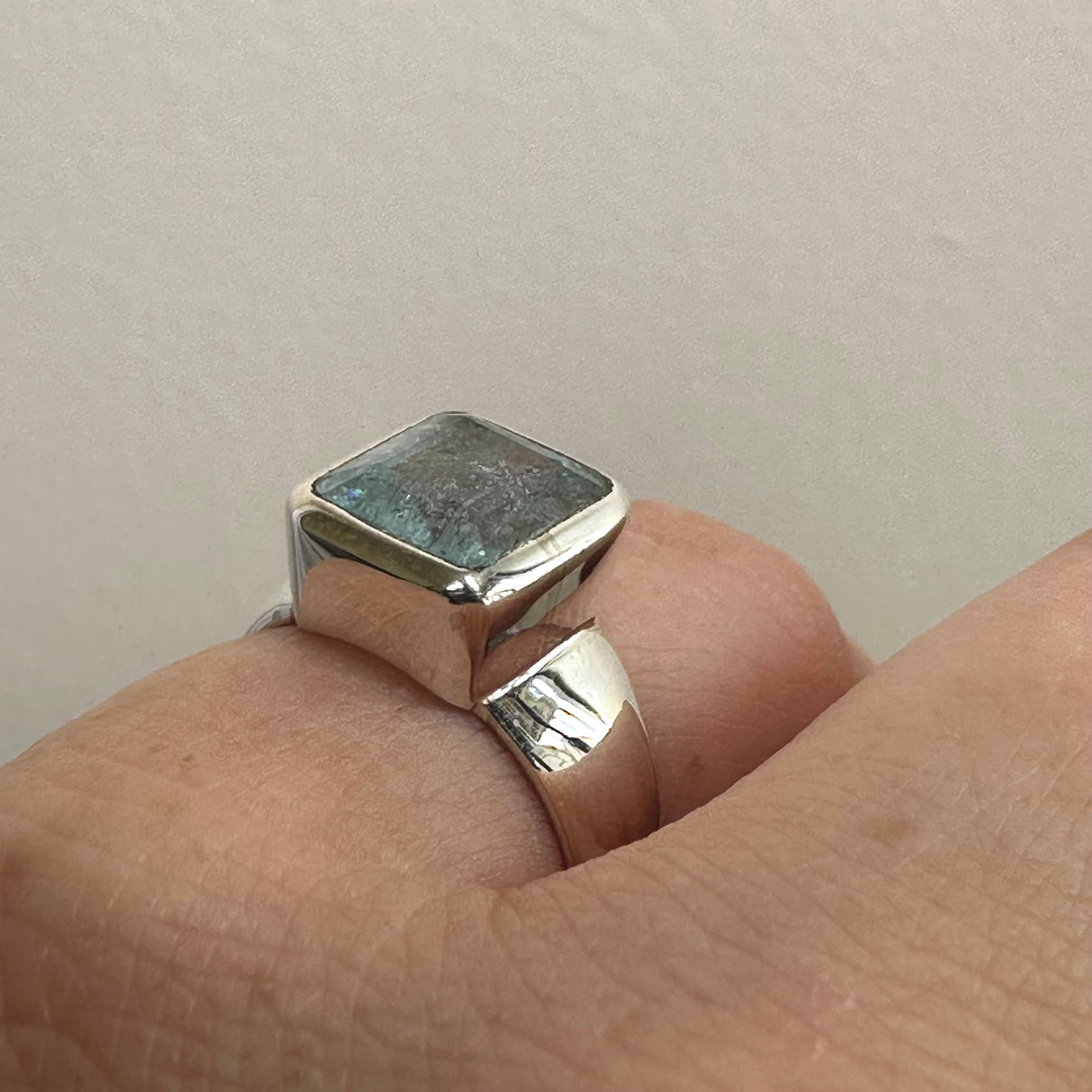 Aquamarine Square Faceted Ring Size 5.5 PRGJ807