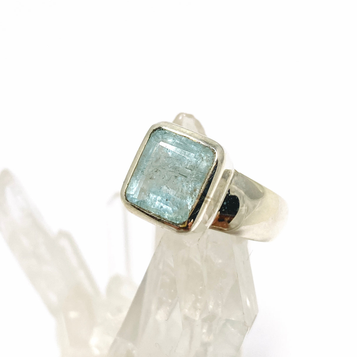 Aquamarine Square Faceted Ring Size 5.5 PRGJ807