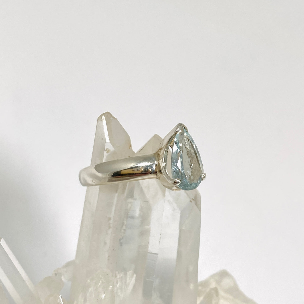 Aquamarine Teardrop Faceted Ring Size 9 PRGJ932