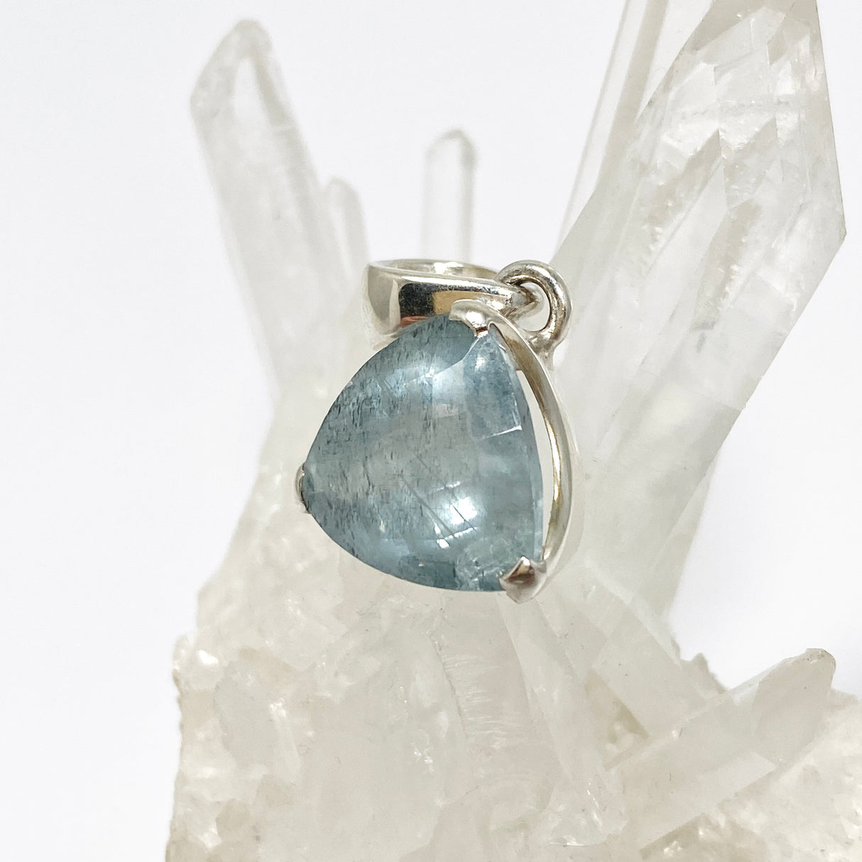 Aquamarine Triangular Checkerboard Faceted Pendant PPGJ971