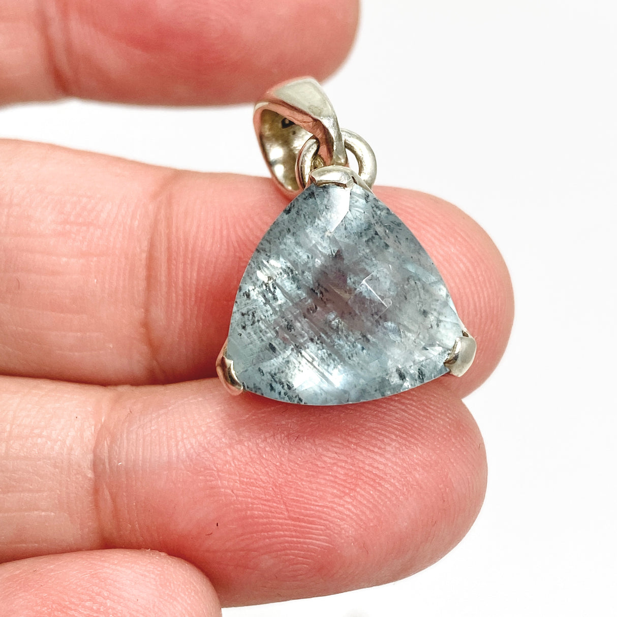 Aquamarine Triangular Checkerboard Faceted Pendant PPGJ971