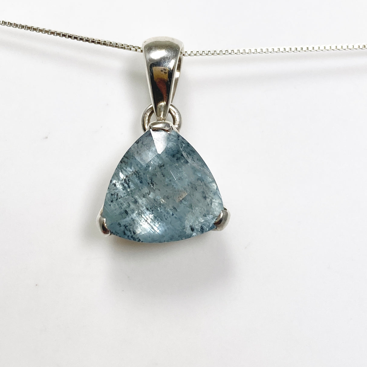 Aquamarine Triangular Checkerboard Faceted Pendant PPGJ971