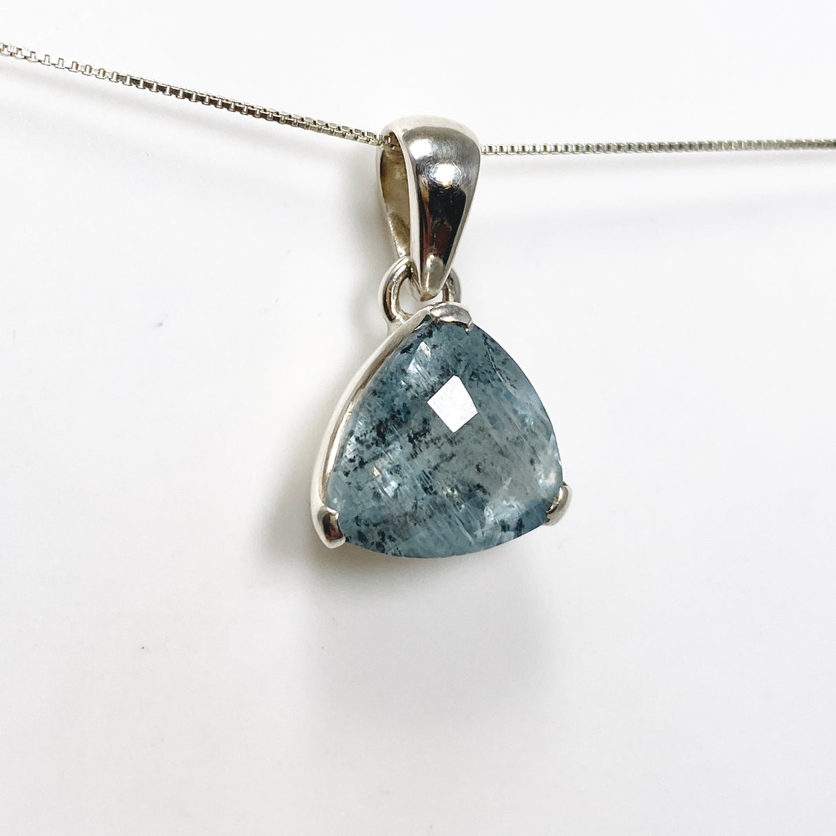 Aquamarine Triangular Checkerboard Faceted Pendant PPGJ971